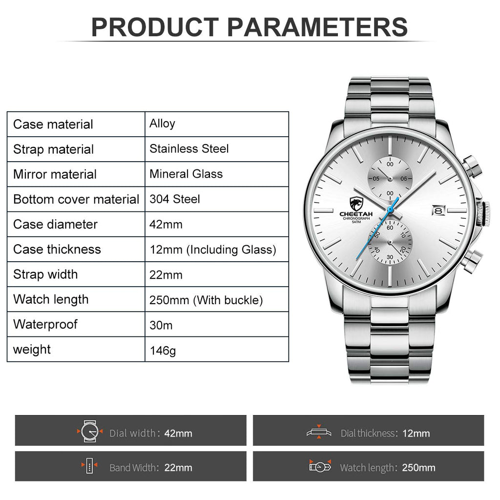 Golden Hour Elite Chrono Steel Men’s Quartz Watch