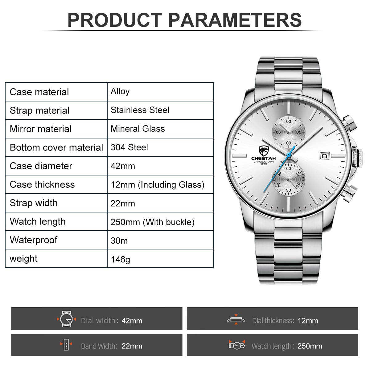 Golden Hour Elite Chrono Steel Men’s Quartz Watch