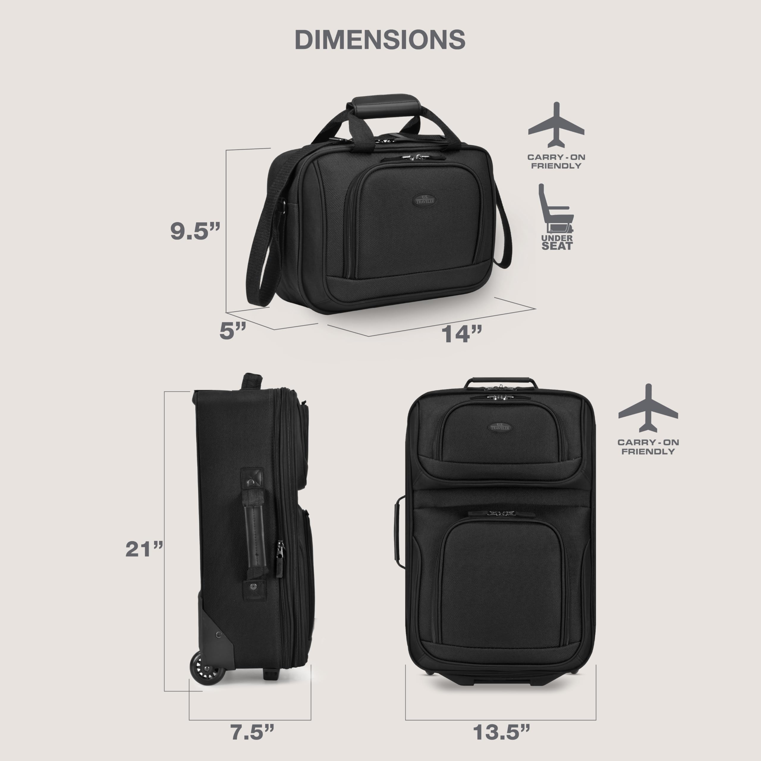 U.S. Traveler Rio Expandable Orange Carry-on -  by Handbags Specialist Headquarter | Available at Handbags Specialist Headquarter