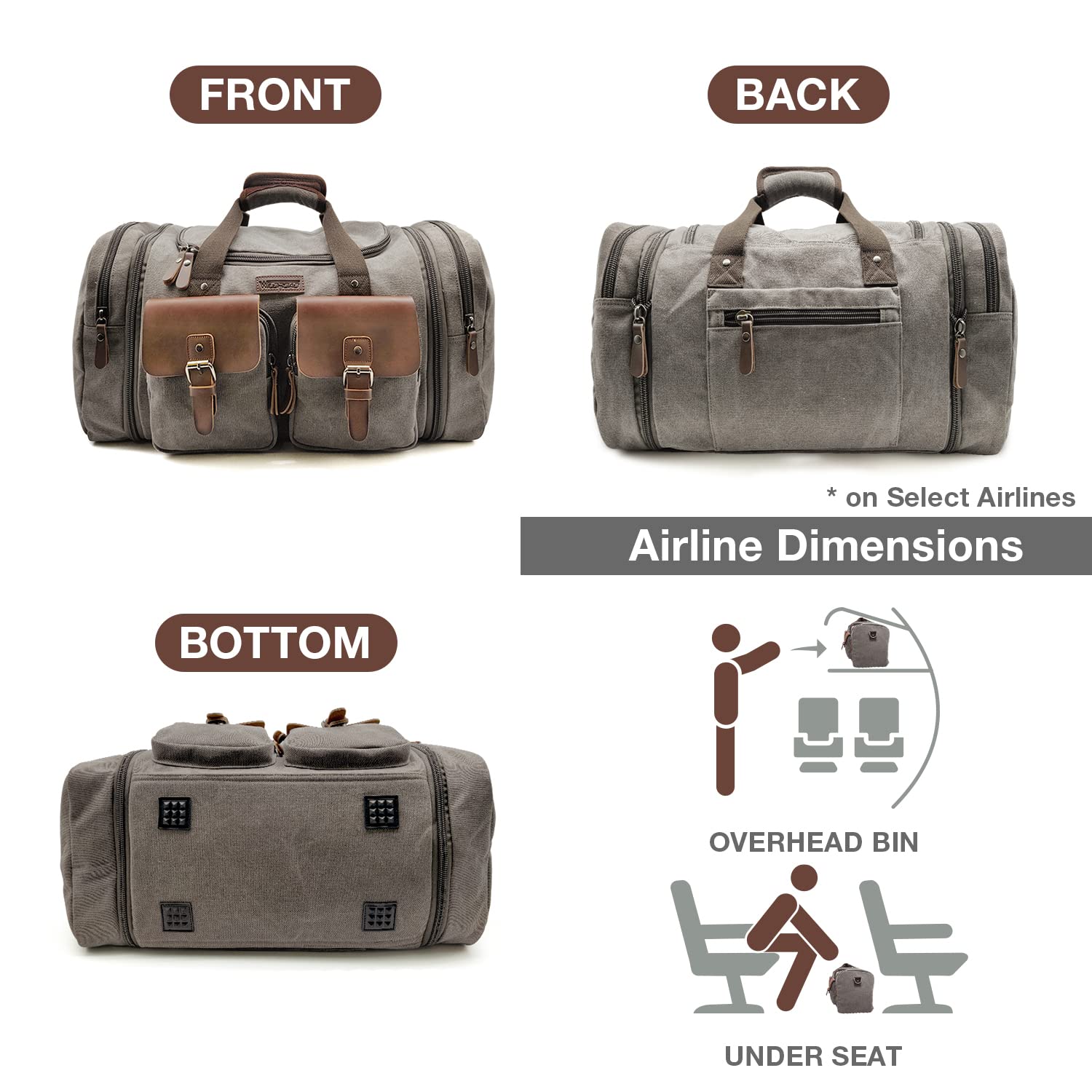 Wildroad 50L Waxed Canvas Waterproof Duffle Bag