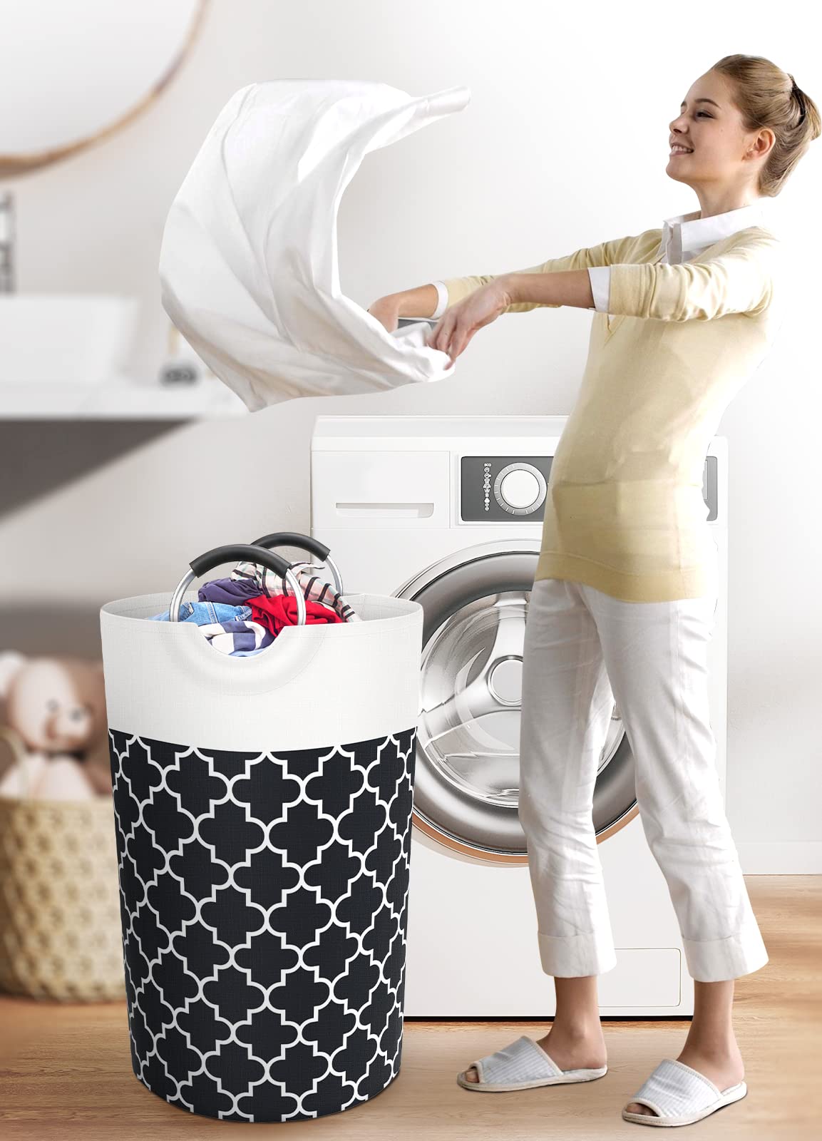 Collapsible Hamper Bag - Grey - Laundry Baskets by Handbags Specialist Headquarter | Available at Handbags Specialist Headquarter