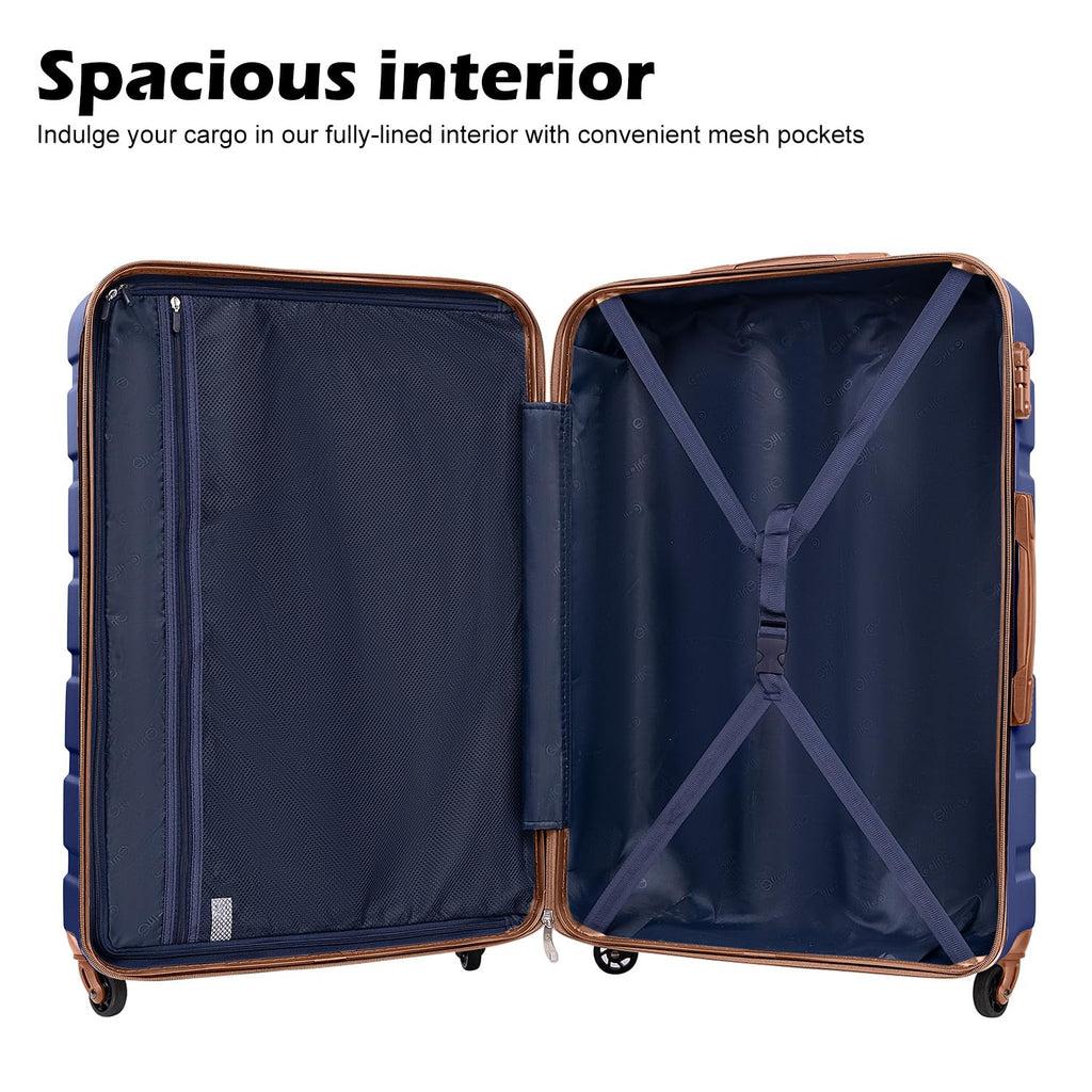 Coolife 3-Piece Hardshell Luggage Set - Navy
