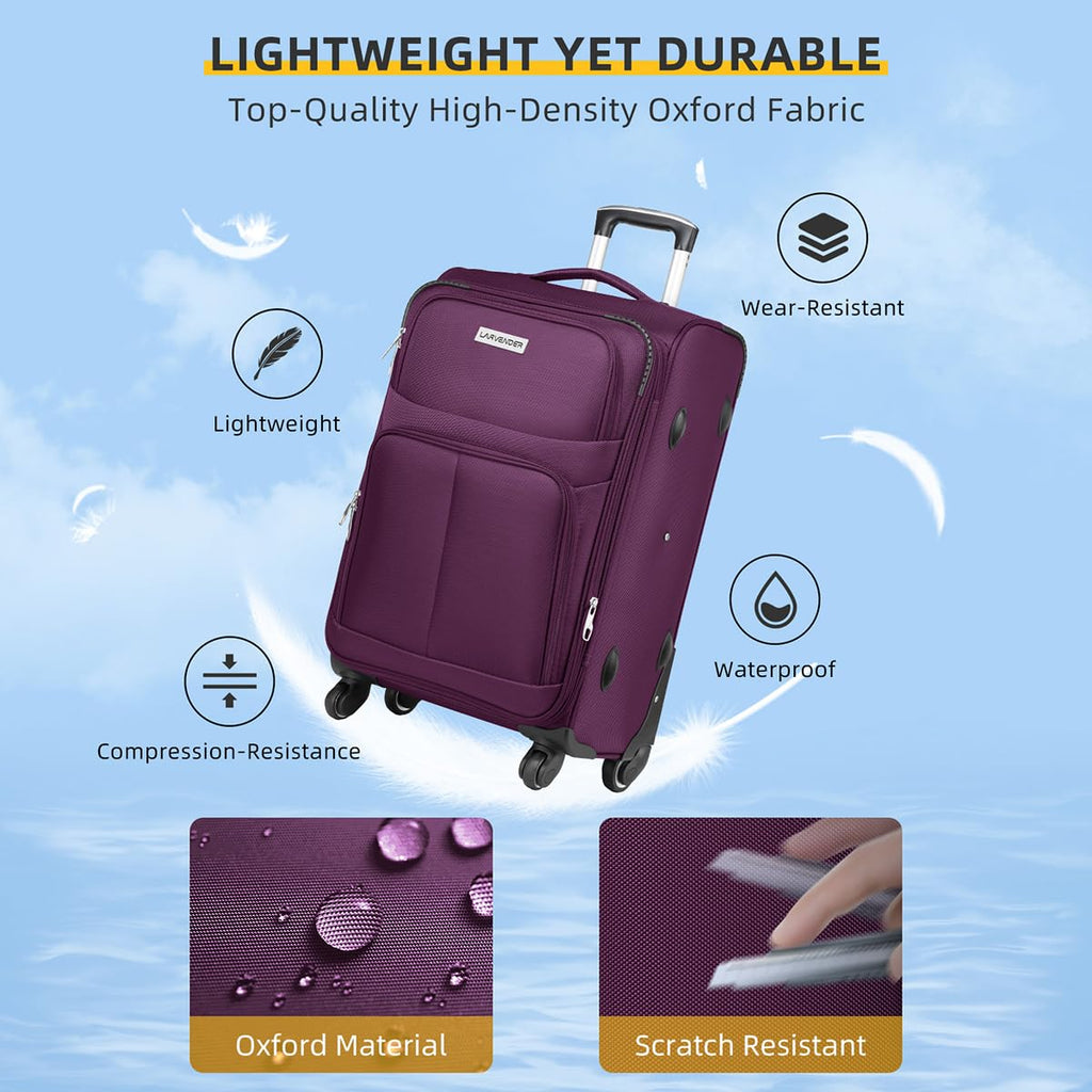 LARVENDER Expandable 5-Piece Spinner Luggage Set -  by Handbags Specialist Headquarter | Available at Handbags Specialist Headquarter