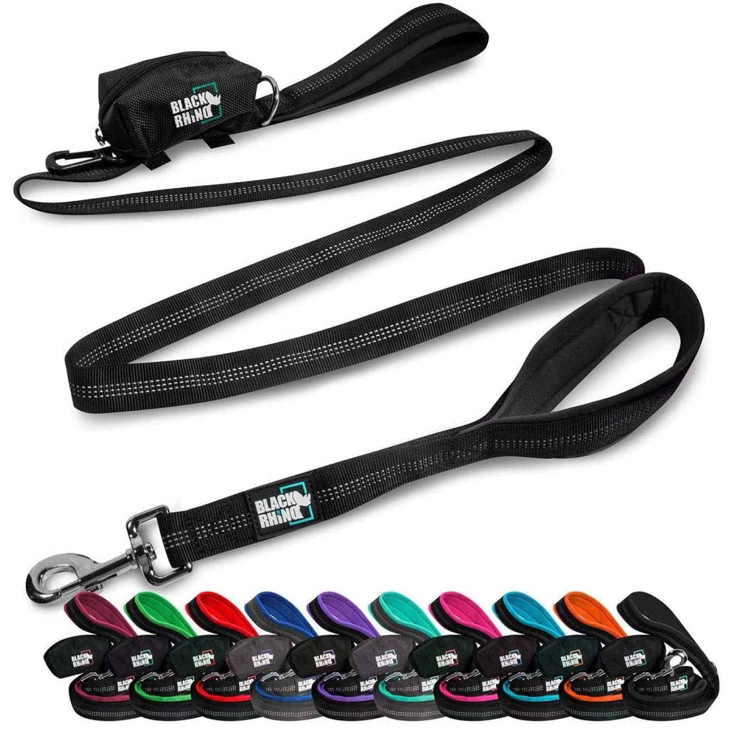 RhinoGrip Aqua: Double Handle Reflective Dog Leash -  by Handbags Specialist Headquarter | Available at Handbags Specialist Headquarter