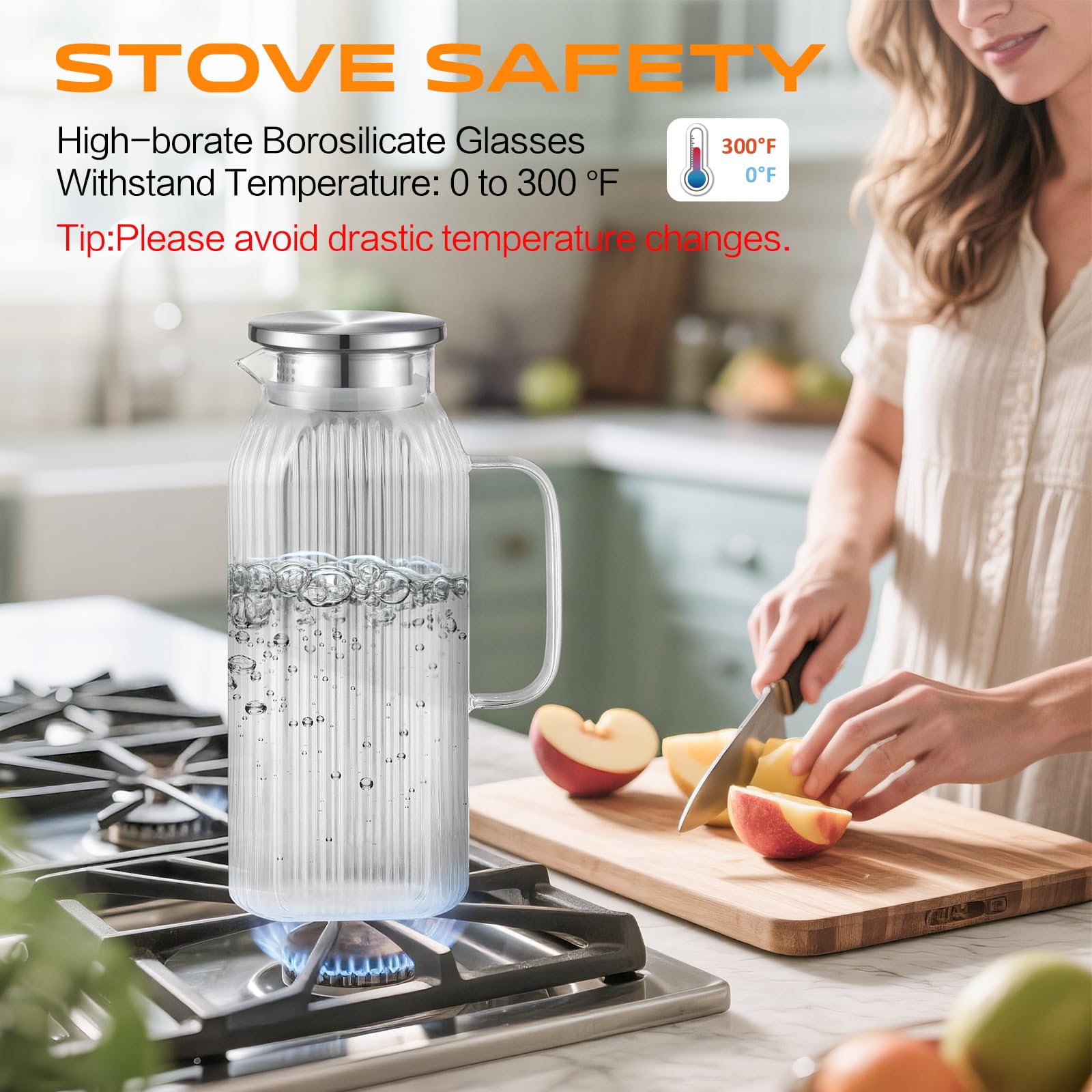 Aofmee Stainless Precision Pitcher - 68oz Borosilicate - Decor by Handbags Specialist Headquarter | Available at Handbags Specialist Headquarter