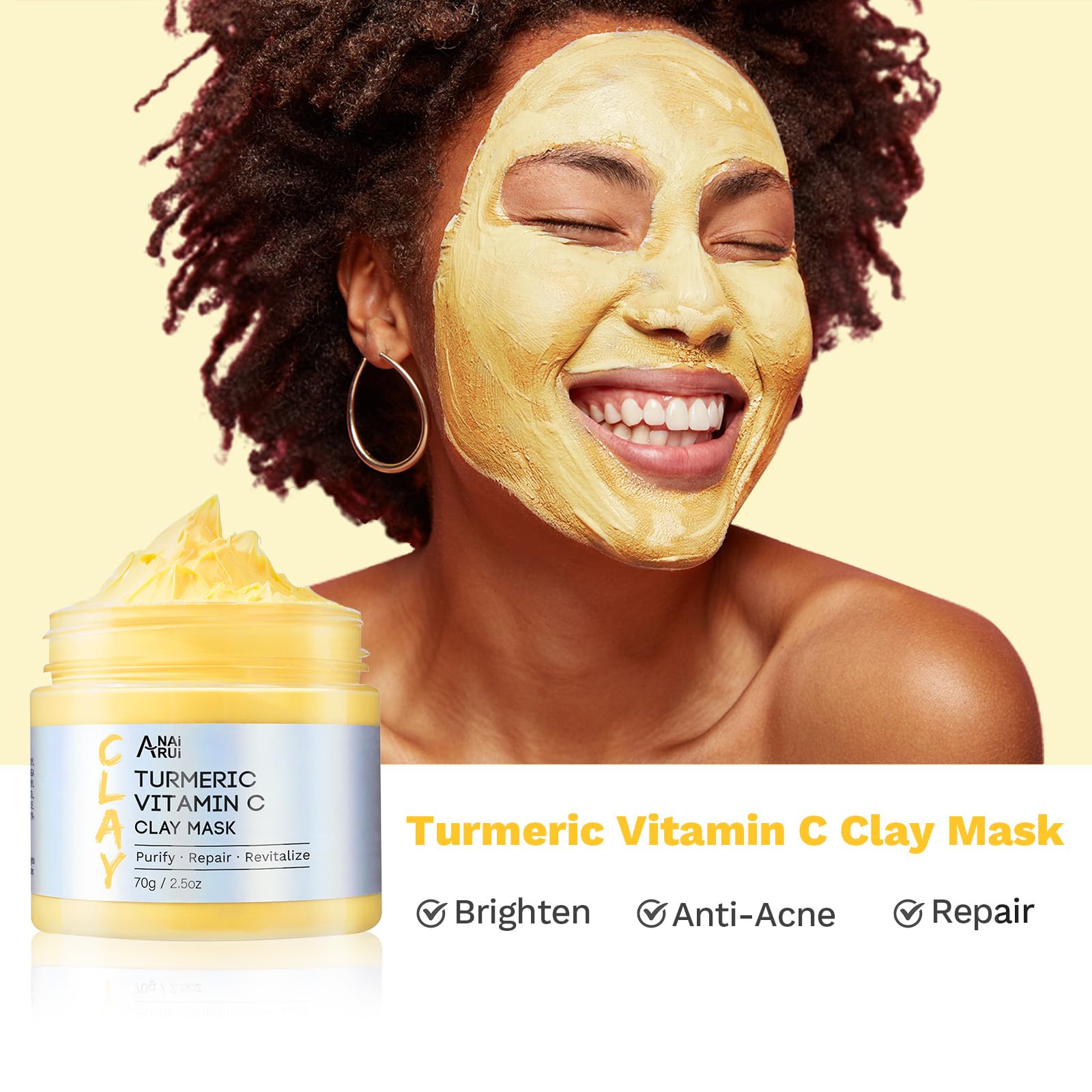 ANAI RUI 3 Pack Clay Mask Set for Smoothing & Glow
