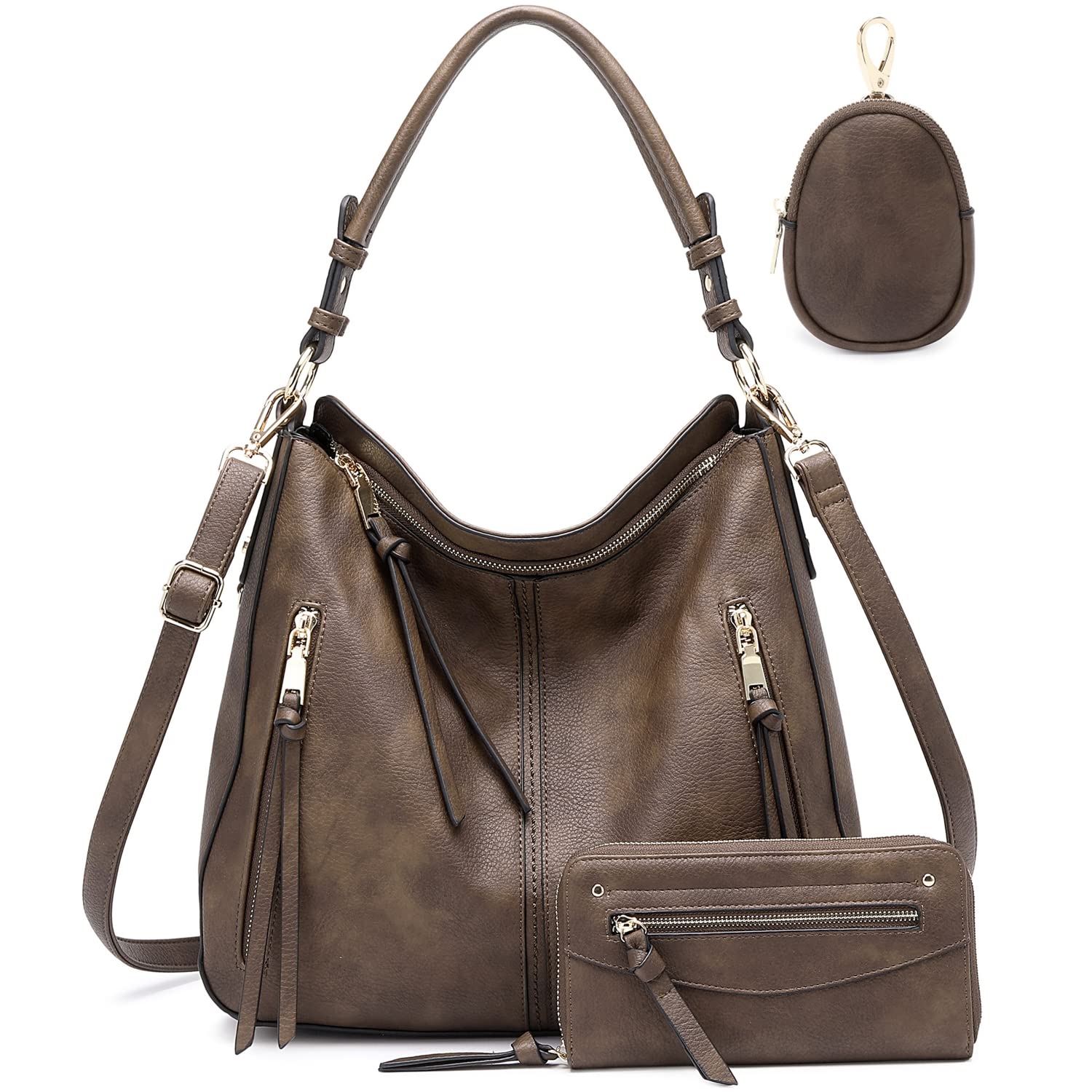 Lapsting Boho Faux Leather Hobo Shoulder Bag
