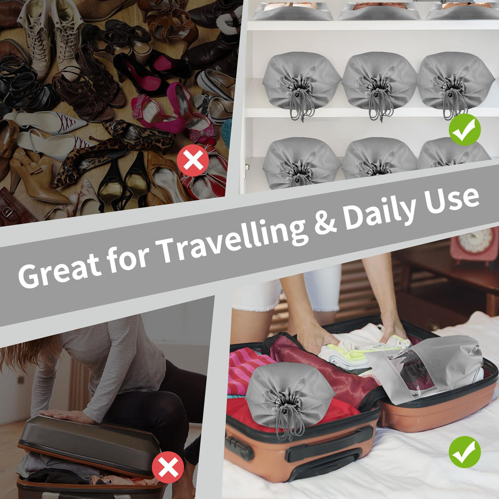 Clear View Travel Shoe Bags - 12 Pack -  by Handbags Specialist Headquarter | Available at Handbags Specialist Headquarter