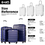 Coolife 3-Piece Hardshell Luggage Set - Navy