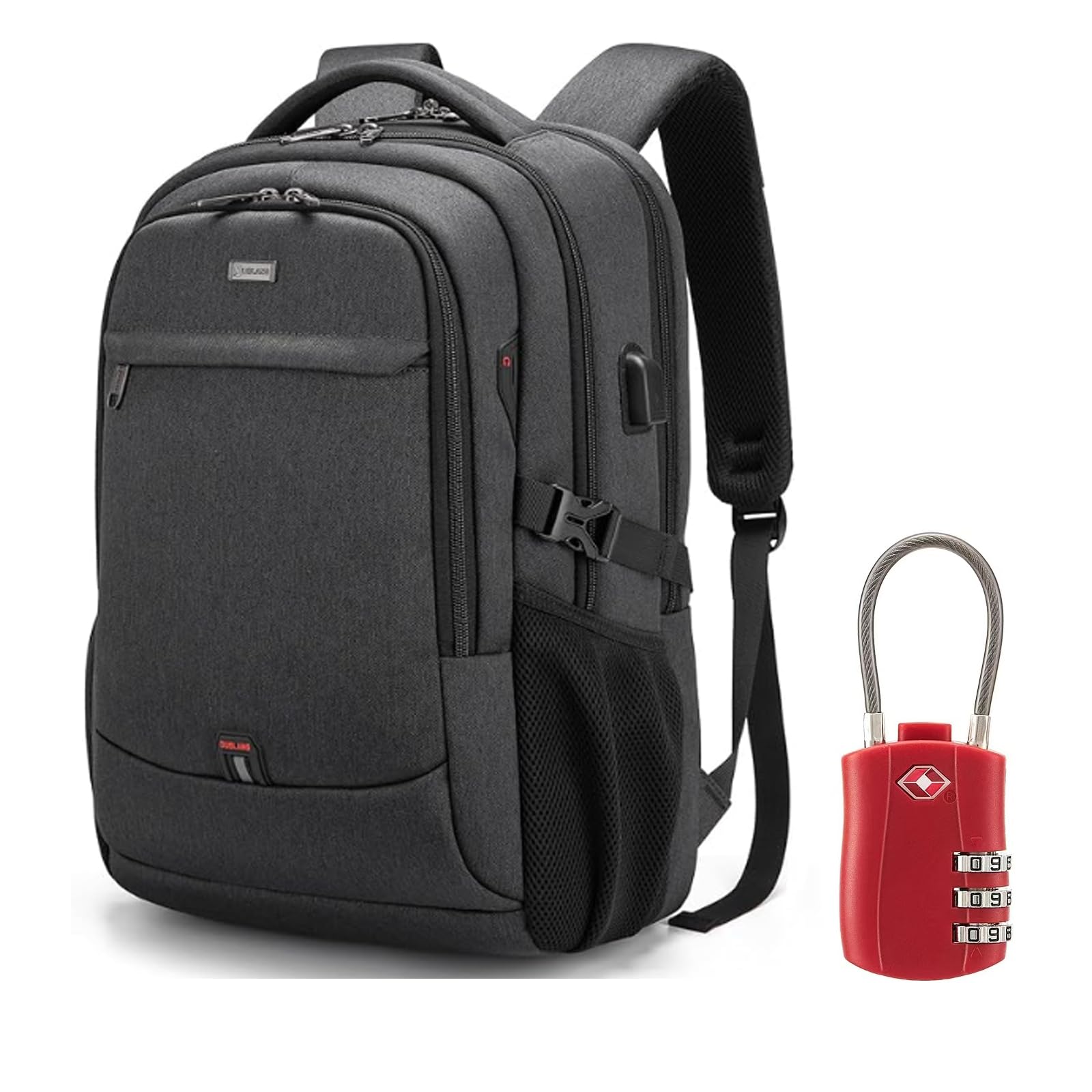 DUSLANG Travel Laptop Backpack with USB Port - Black - Backpack Bags by Handbags Specialist Headquarter | Available at Handbags Specialist Headquarter