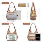 Worldlyda Women Canvas Embroidered Hobo Tote Bag