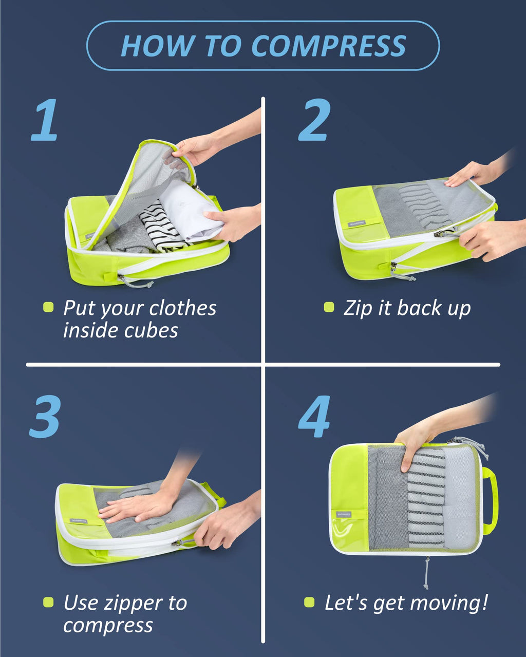 PackPro 6 Set Compression Cubes for Travel - Luggage Travel Bags by Handbags Specialist Headquarter | Available at Handbags Specialist Headquarter