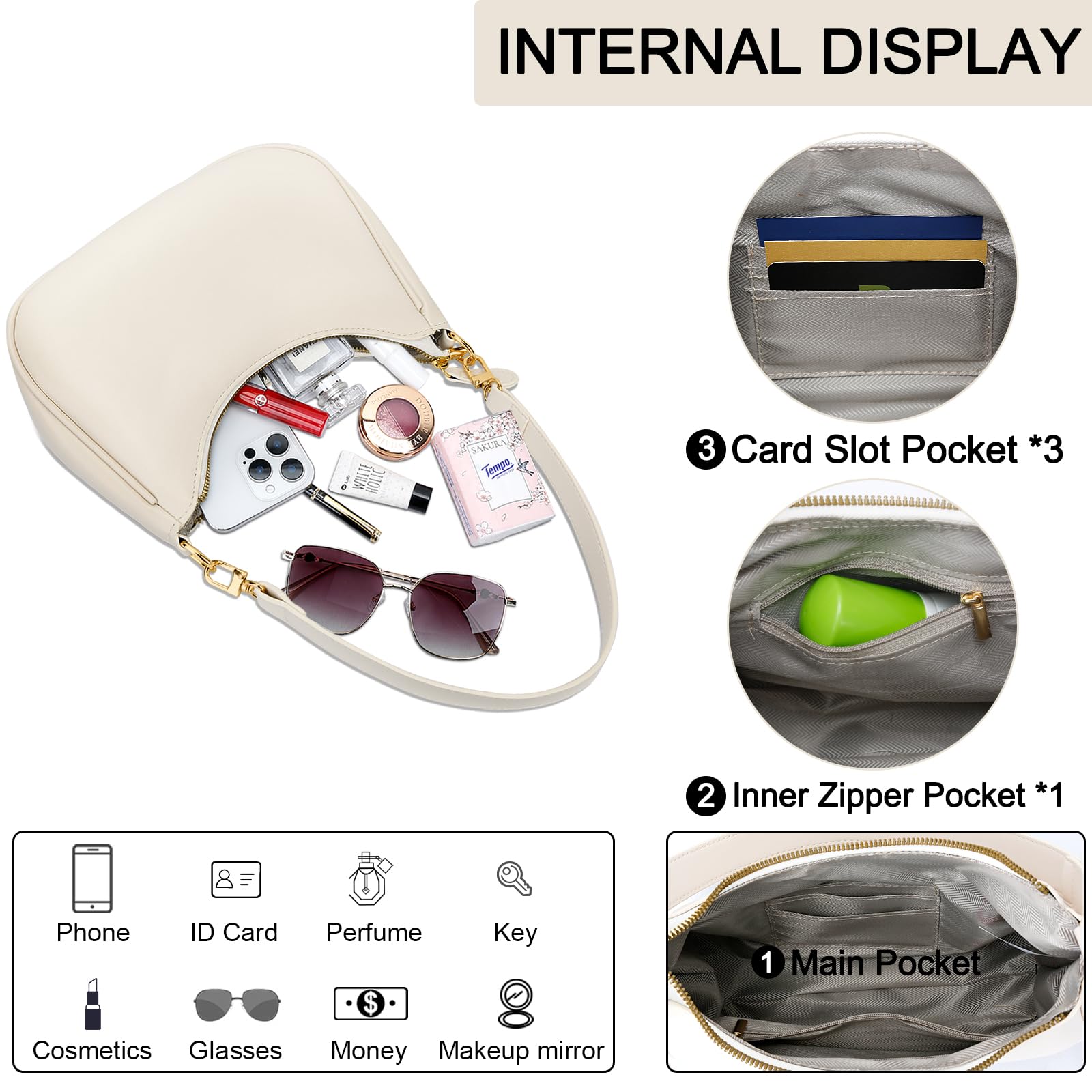 Retro Chic Hobo Bag - Cute Underarm Purse - Shoulder Bags by Handbags Specialist Headquarter | Available at Handbags Specialist Headquarter