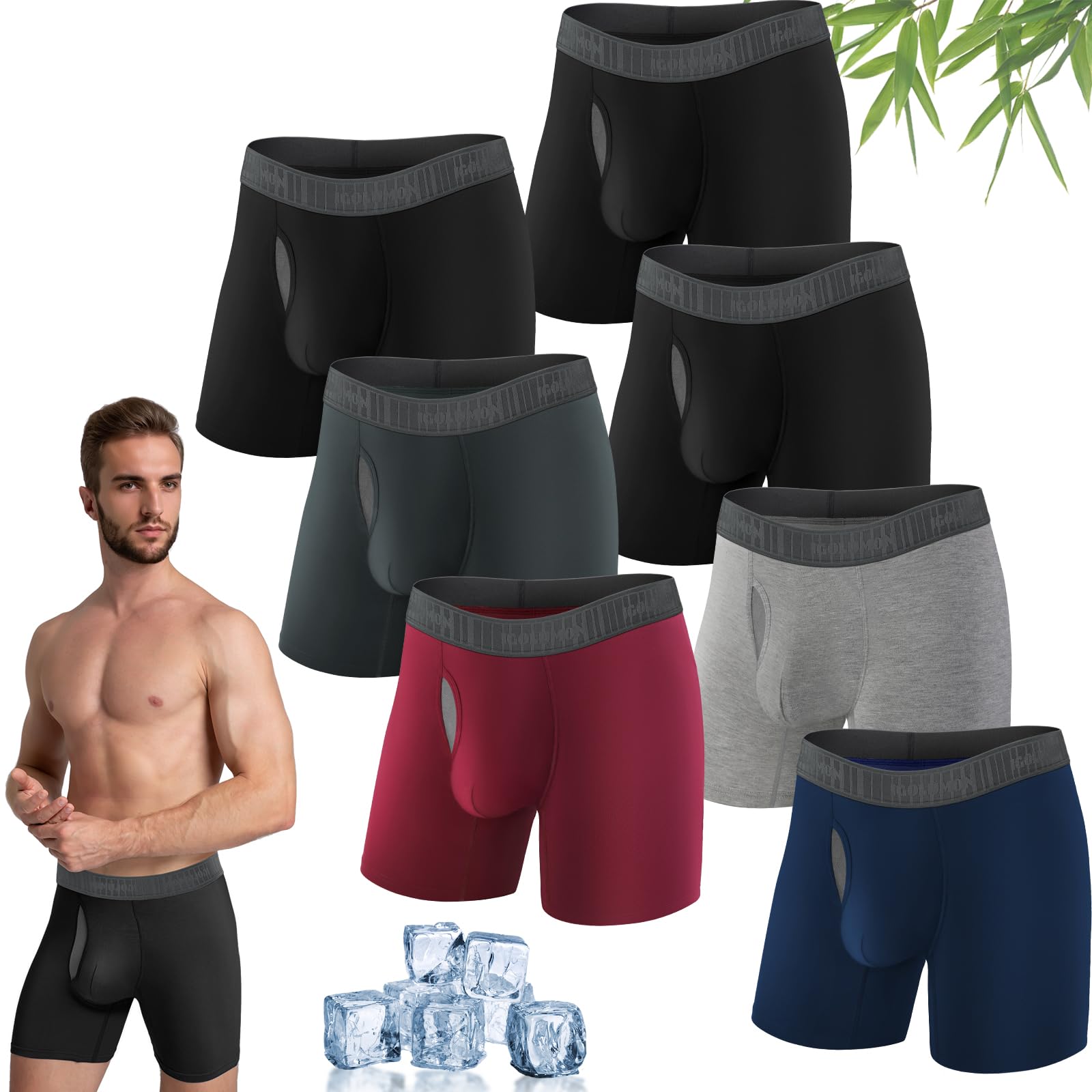 Bamboo Rayon Boxer Briefs 7 Pack for Men