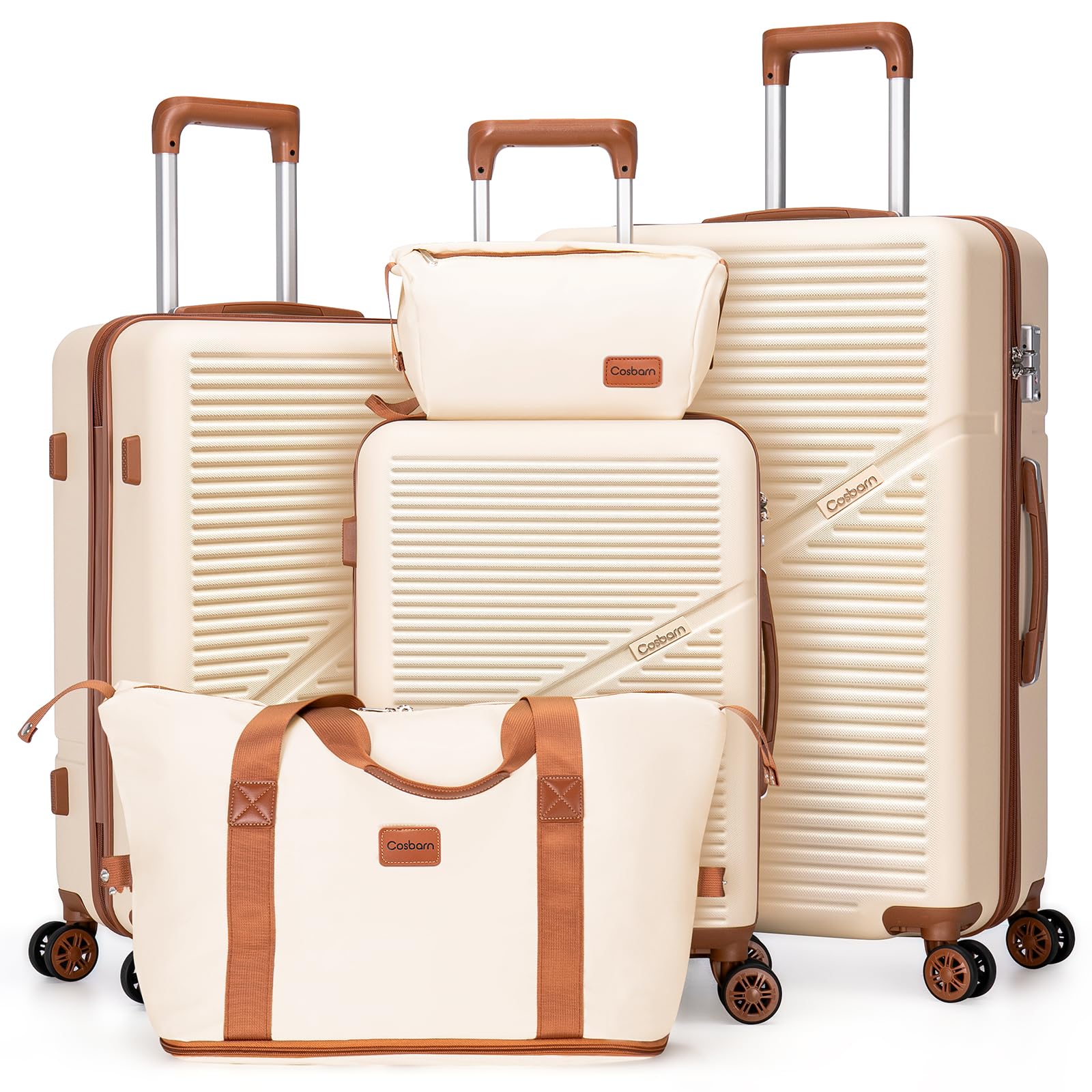 Cosbarn 5-Piece ABS Spinner Luggage Set with TSA Lock