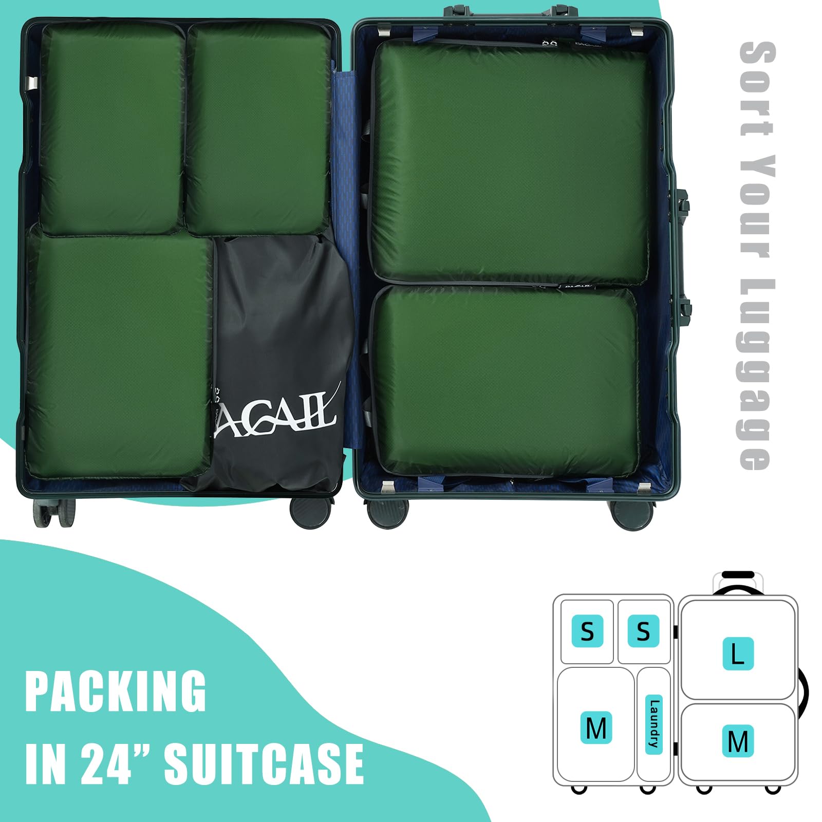 BAGAIL Travel Compression Cubes Set for Packing Ease -  by Handbags Specialist Headquarter | Available at Handbags Specialist Headquarter
