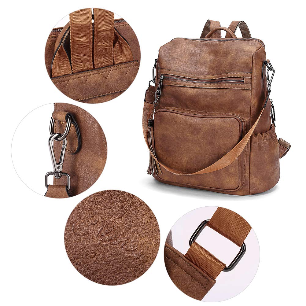 DUO-TONE Luxe Women's Leather Travel Backpack - Backpack Bags by Handbags Specialist Headquarter | Available at Handbags Specialist Headquarter