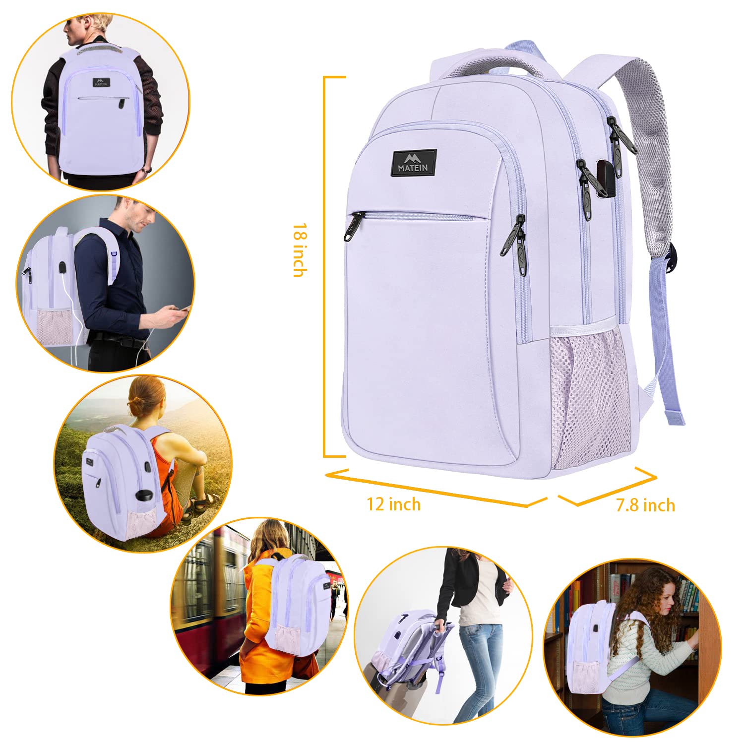 MATEIN SleekGuard Laptop Backpack with USB Port - Backpack Bags by Handbags Specialist Headquarter | Available at Handbags Specialist Headquarter