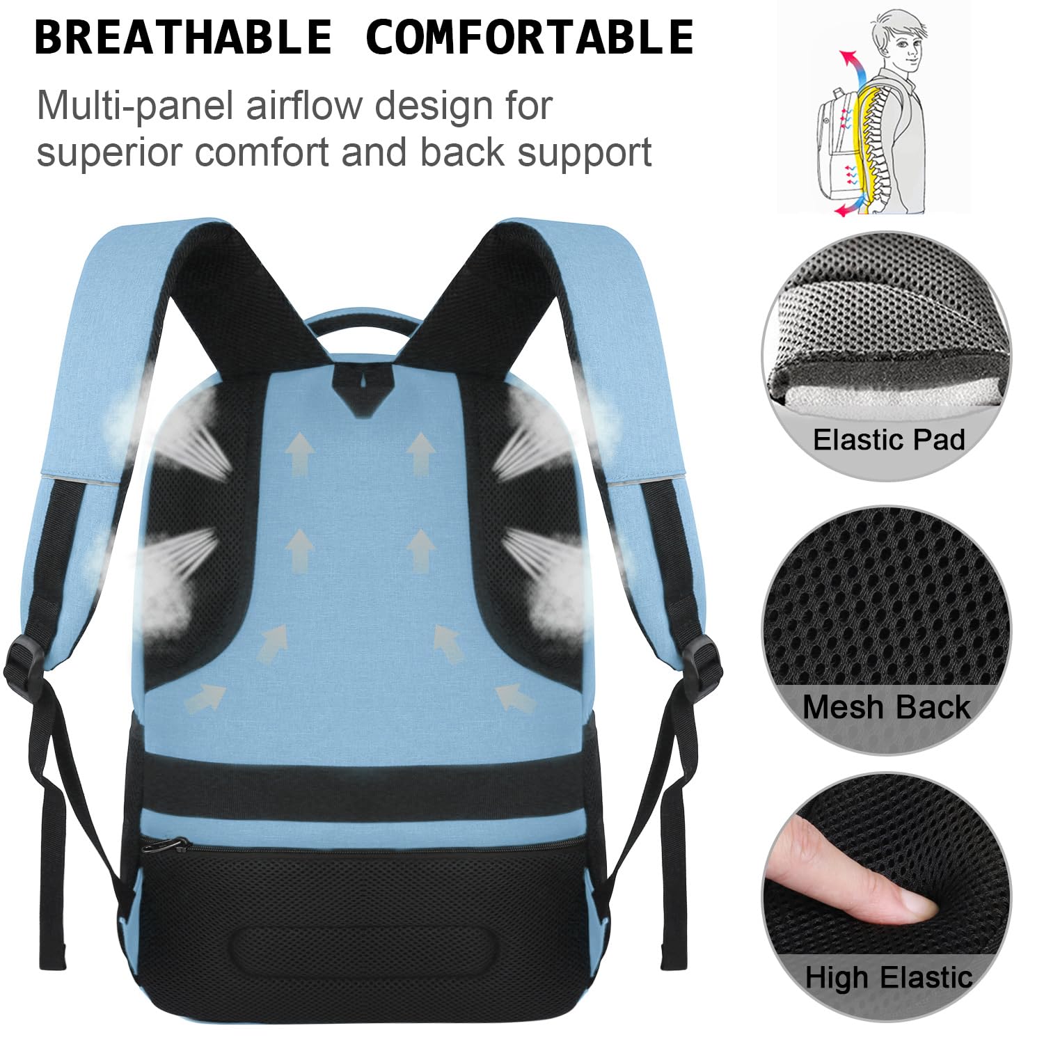 Volher Anti-Theft USB Laptop Backpack - Rose Red