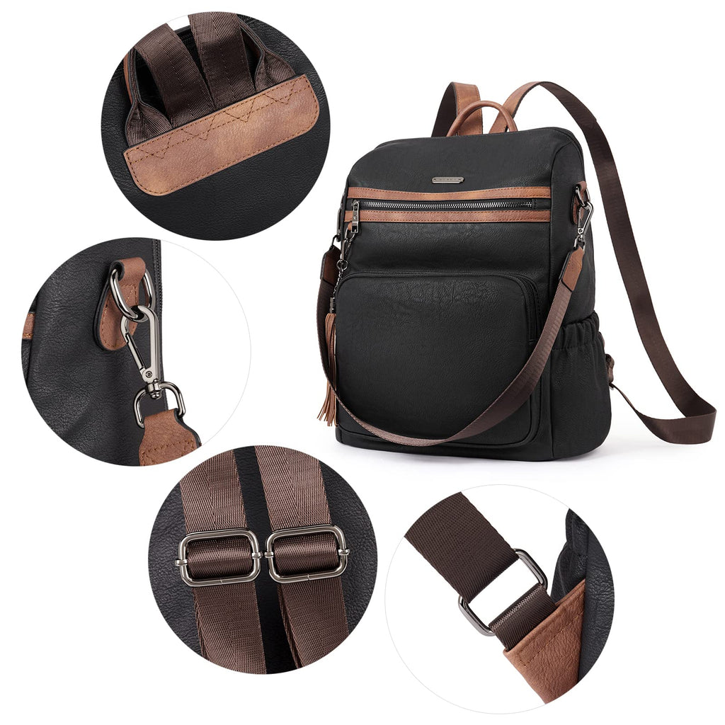 DUO-TONE Luxe Women's Leather Travel Backpack - Backpack Bags by Handbags Specialist Headquarter | Available at Handbags Specialist Headquarter