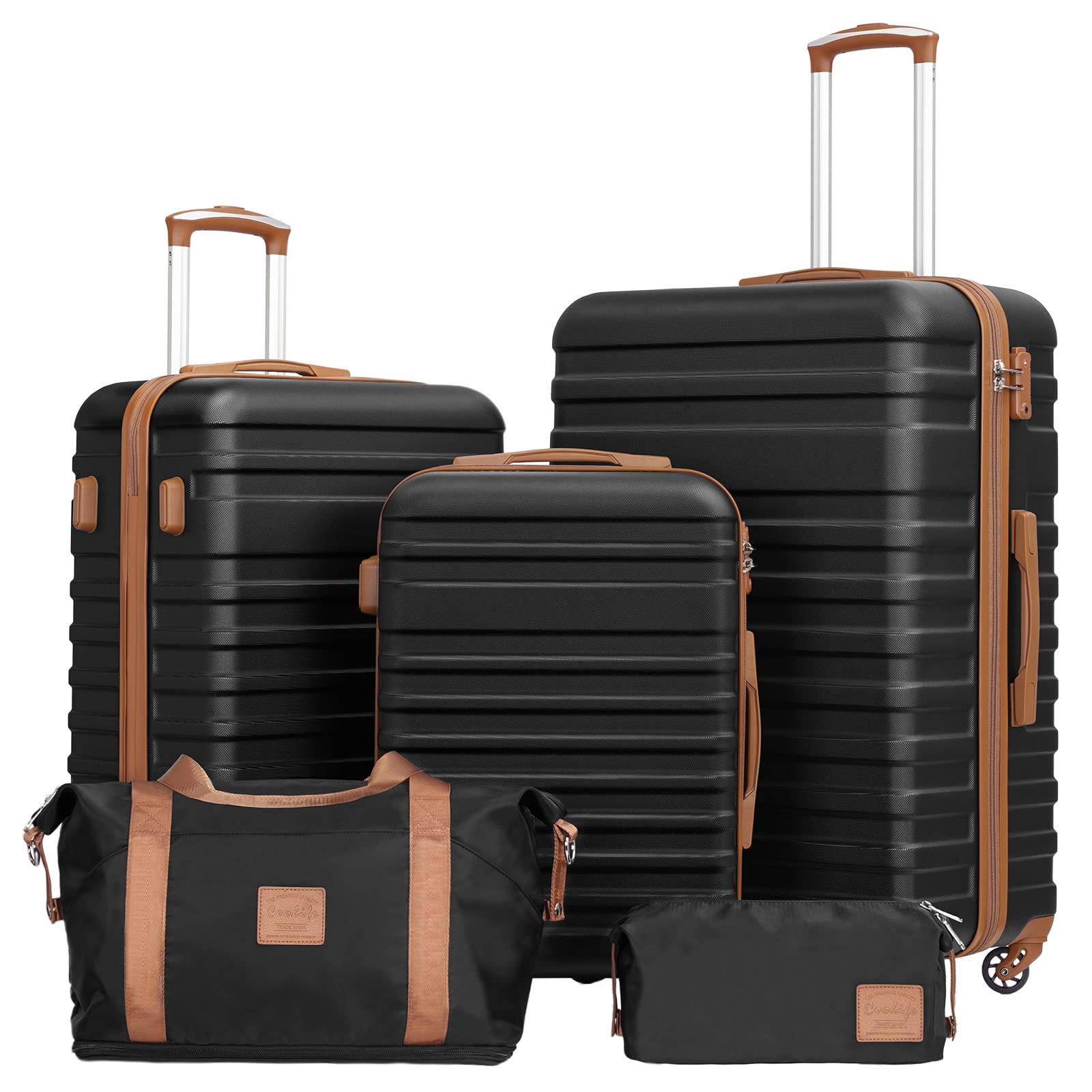 Coolife 3-Piece Hardside Luggage Set - Apricot White