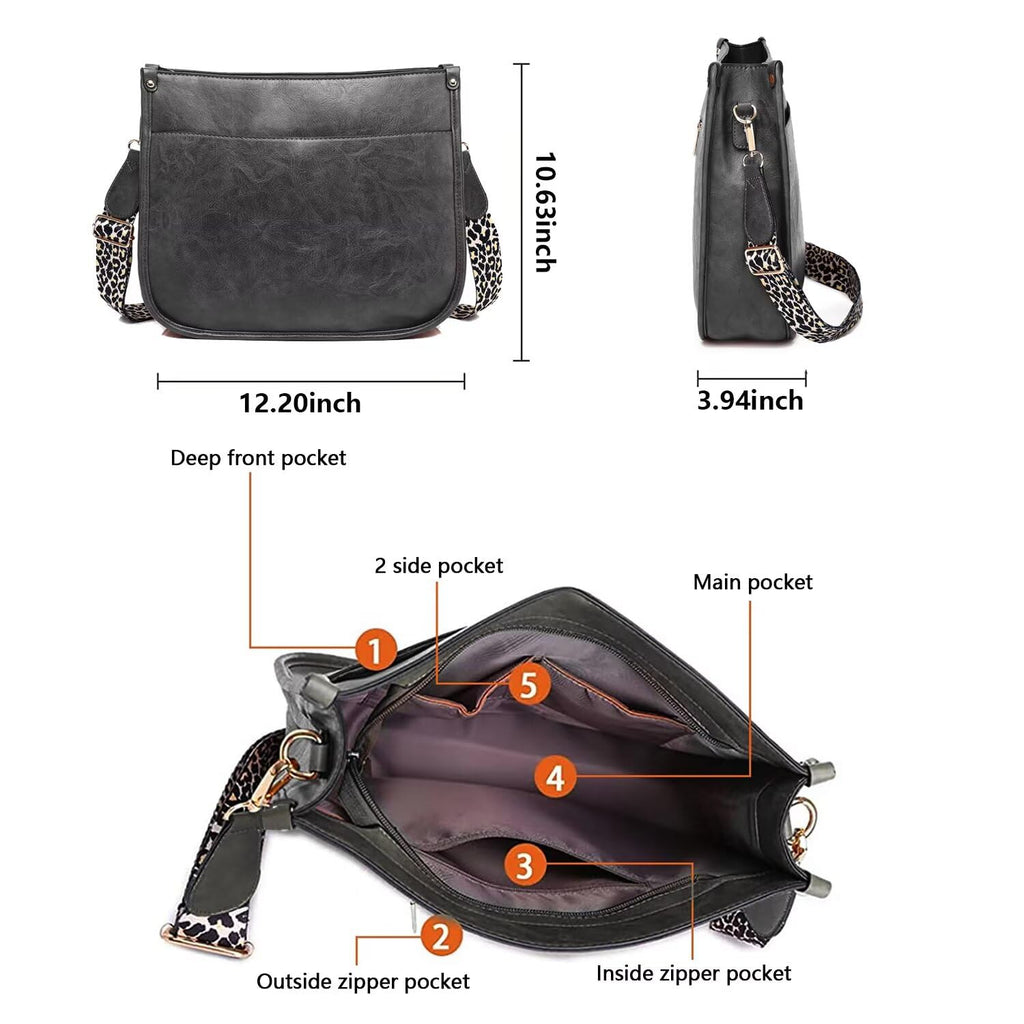 AUYOCO Chic Vegan Leather Crossbody Bag with Strap -  by Handbags Specialist Headquarter | Available at Handbags Specialist Headquarter