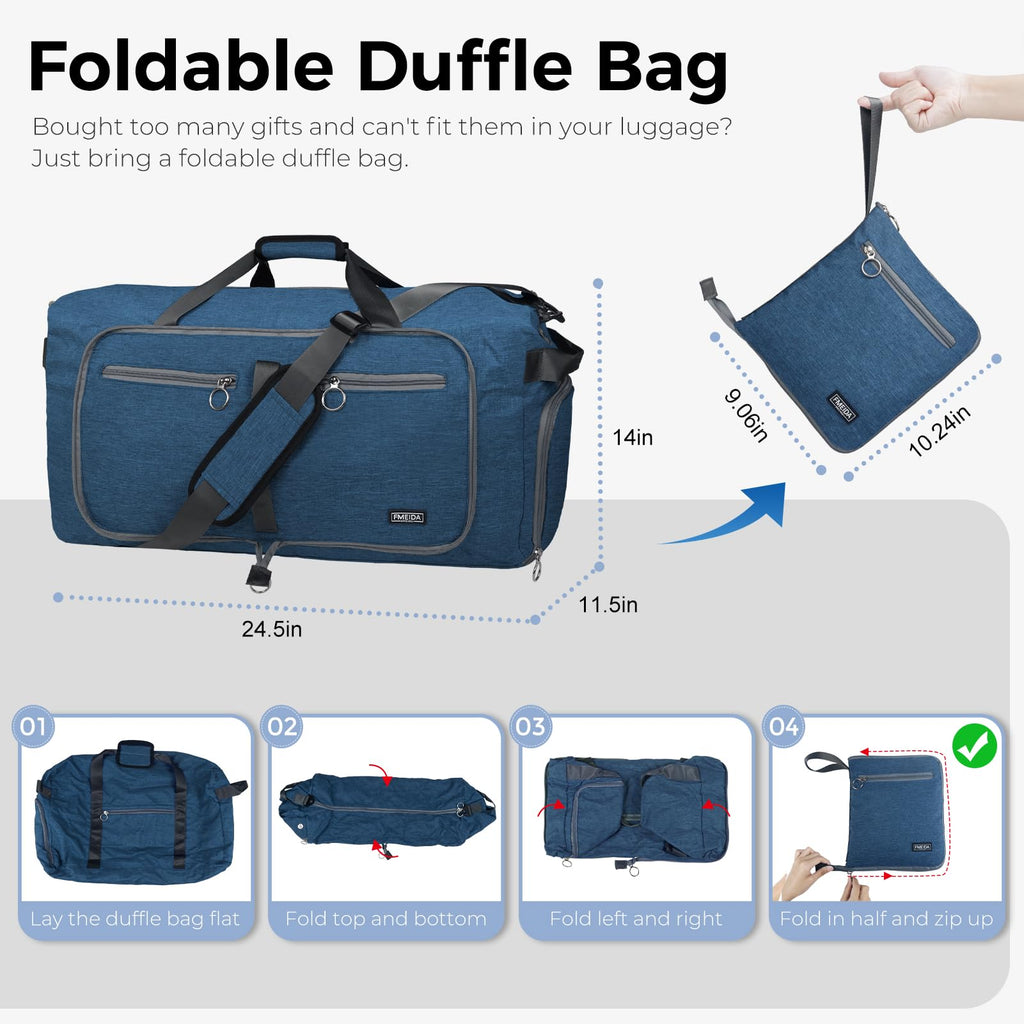 Foldable 65L Duffle Bag with Shoe Compartment