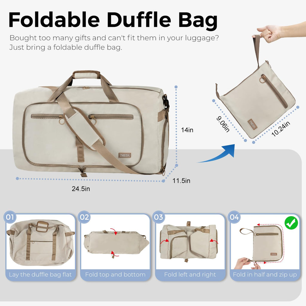 Foldable 65L Duffle Bag with Shoe Compartment