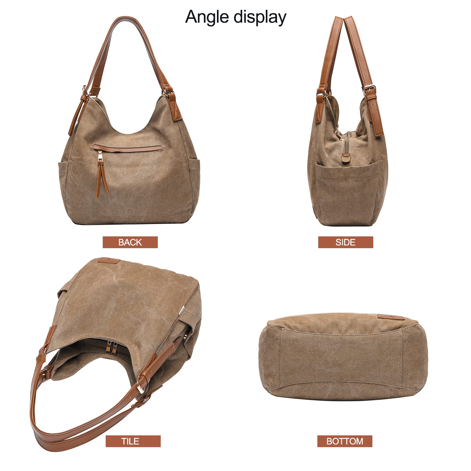 Worldlyda Women Canvas Embroidered Hobo Tote Bag