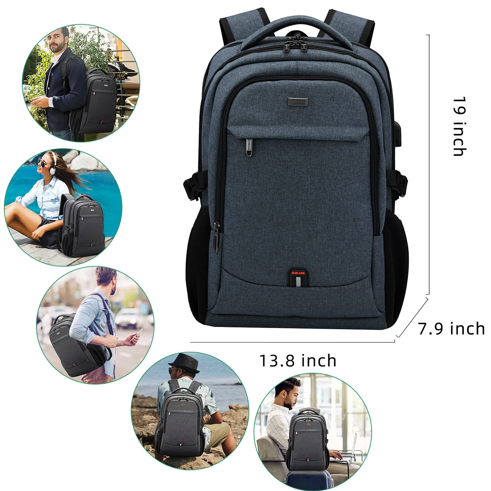 DUSLANG Travel Laptop Backpack with USB Port - Black - Backpack Bags by Handbags Specialist Headquarter | Available at Handbags Specialist Headquarter