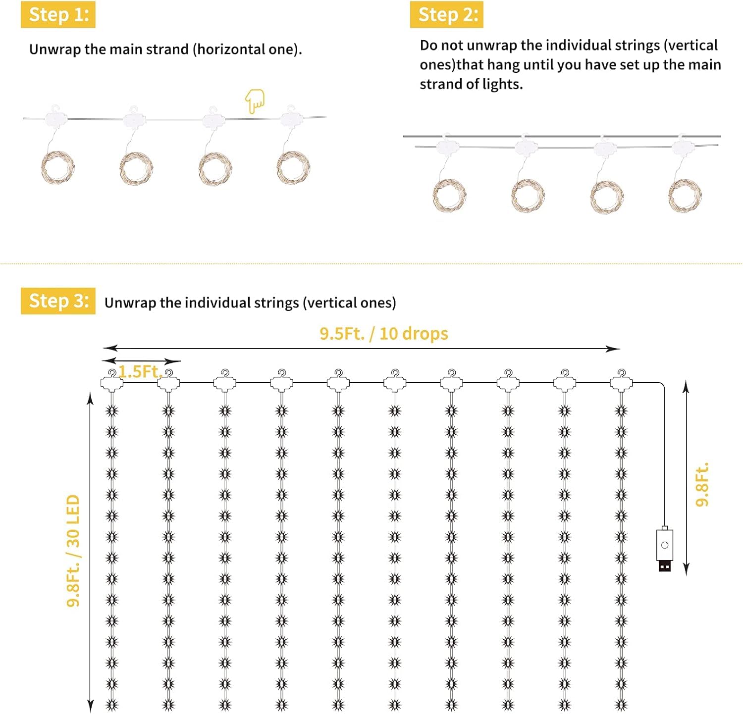 Minetom 300 LED Dimmable Fairy Curtain Lights - Decor by Handbags Specialist Headquarter | Available at Handbags Specialist Headquarter