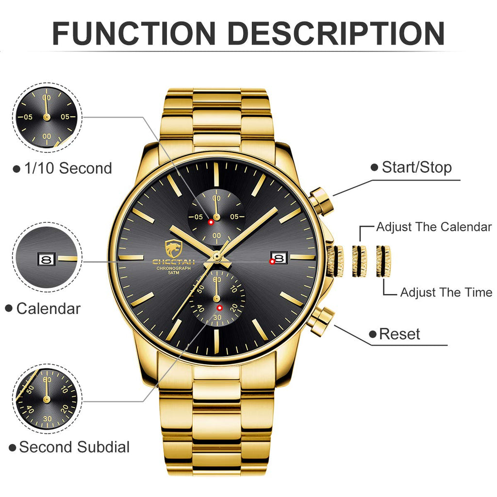 Golden Hour Elite Chrono Steel Men’s Quartz Watch