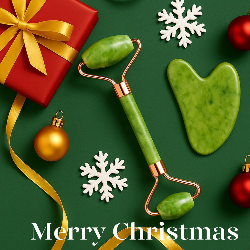 Emerald Glide: Jade Roller & Gua Sha Duo -  by Handbags Specialist Headquarter | Available at Handbags Specialist Headquarter