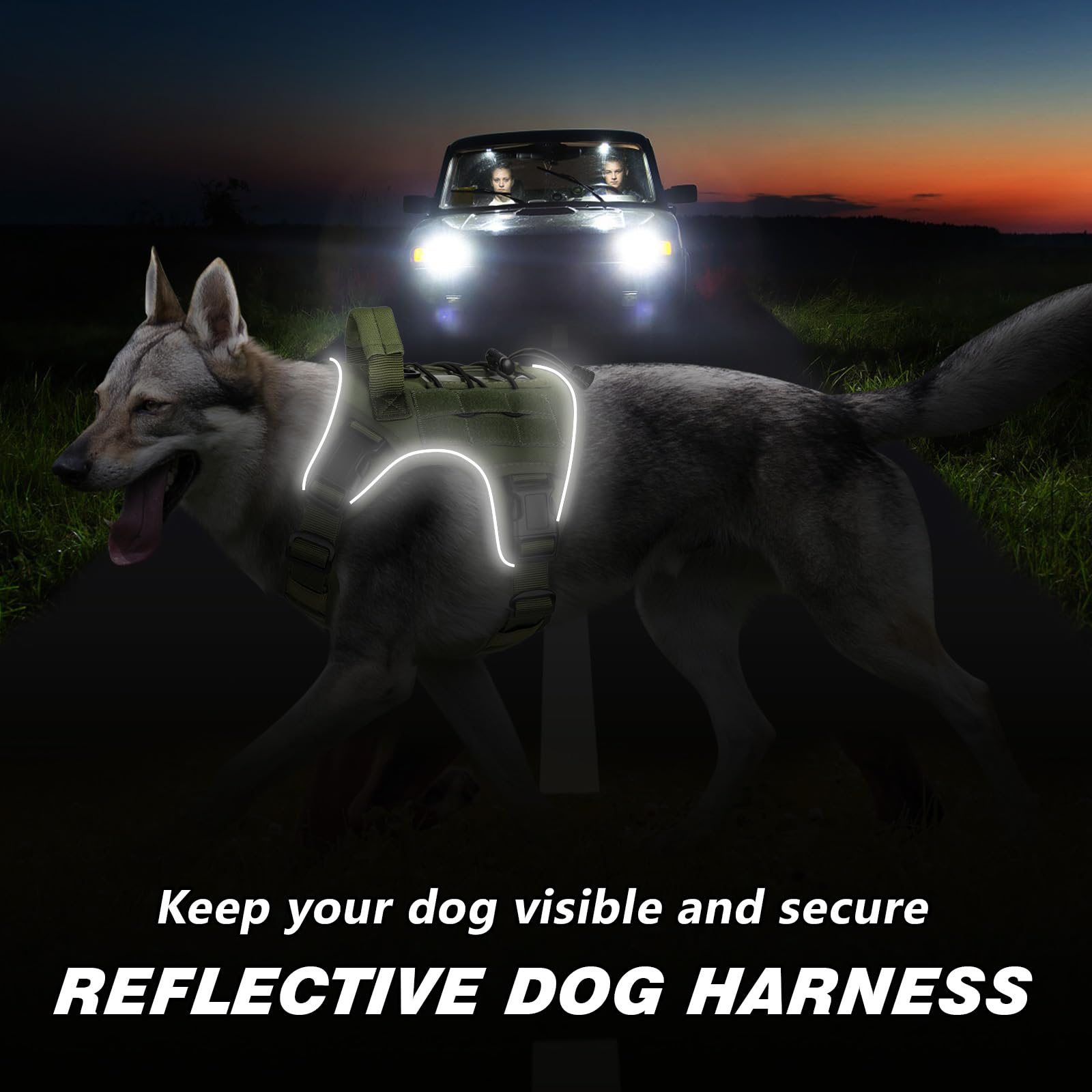 GuardianGrip Tactical Dog Vest - Large, Reflective, Green -  by Handbags Specialist Headquarter | Available at Handbags Specialist Headquarter