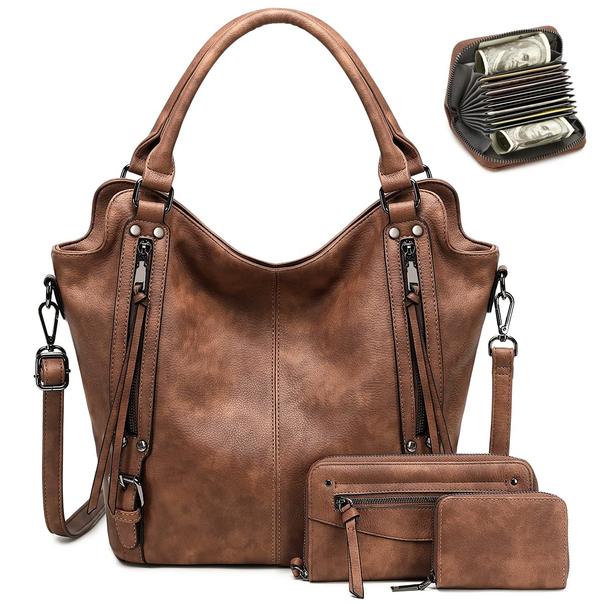 Lapsting Boho Faux Leather Hobo Shoulder Bag
