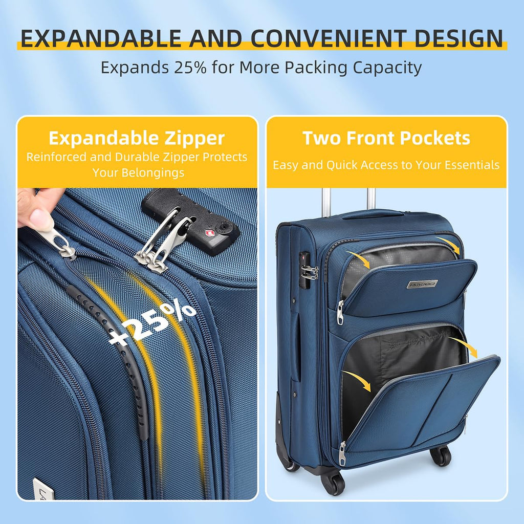 LARVENDER Expandable 5-Piece Spinner Luggage Set -  by Handbags Specialist Headquarter | Available at Handbags Specialist Headquarter
