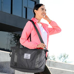 Pink Expandable Travel Duffel with Wet Pocket -  by Handbags Specialist Headquarter | Available at Handbags Specialist Headquarter