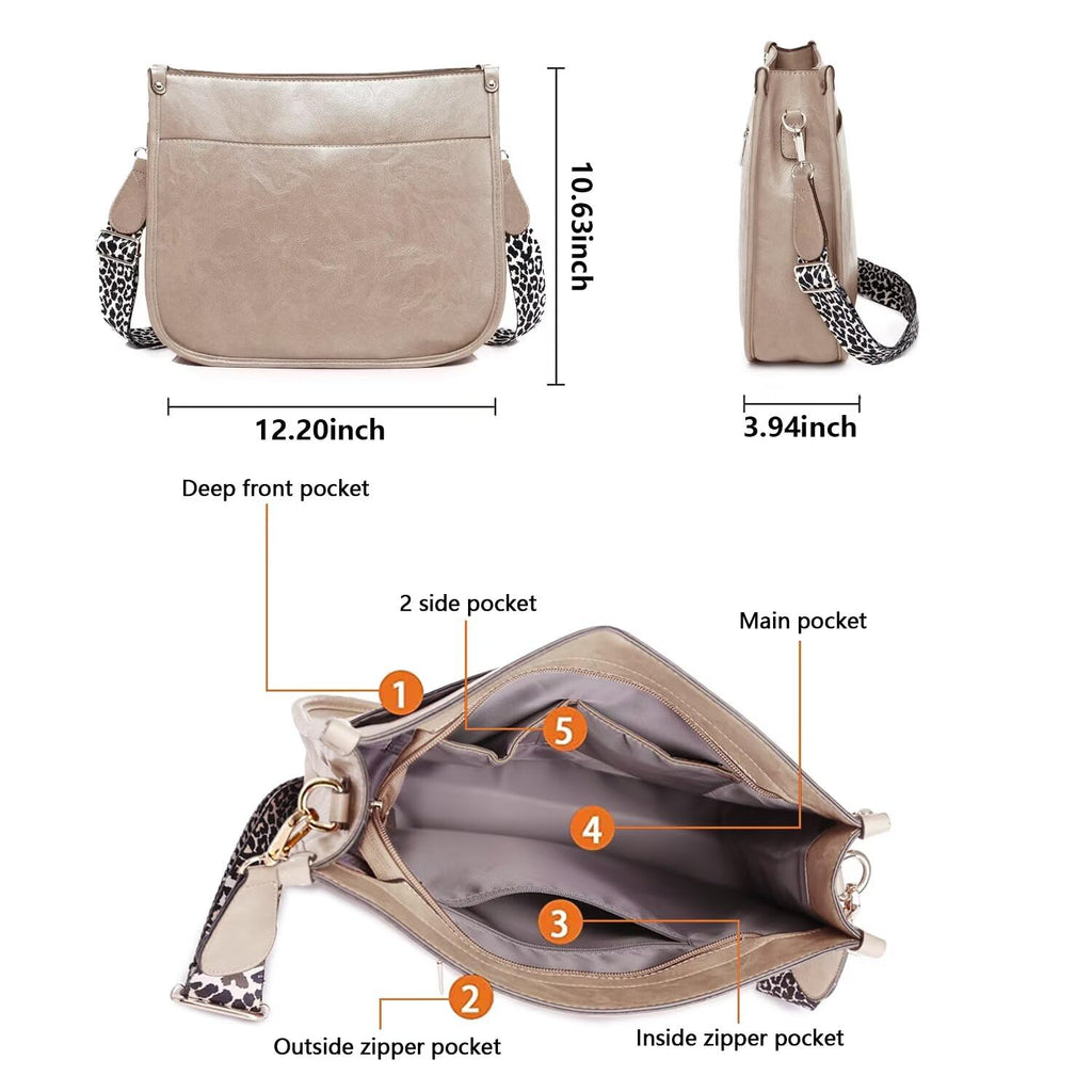 AUYOCO Chic Vegan Leather Crossbody Bag with Strap -  by Handbags Specialist Headquarter | Available at Handbags Specialist Headquarter