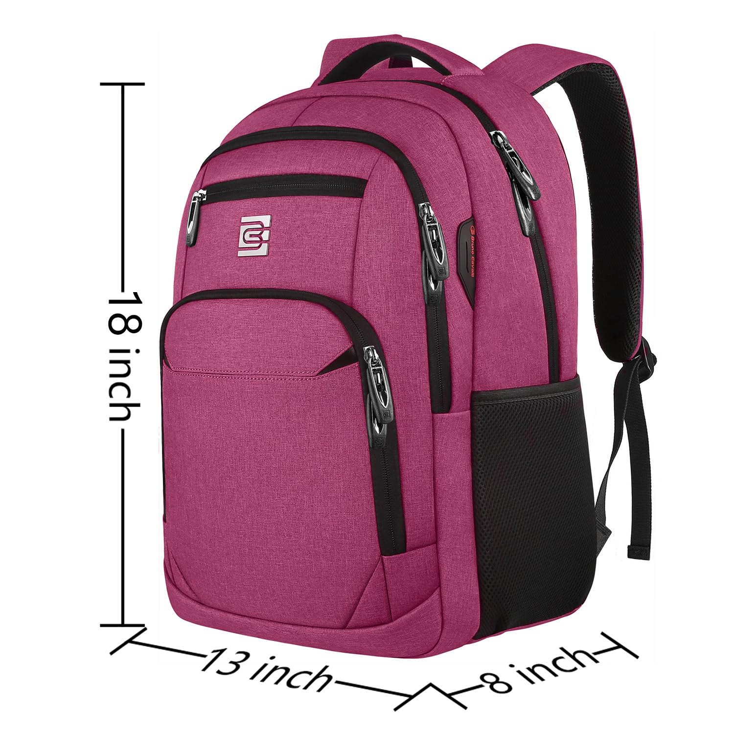 Volher Anti-Theft USB Laptop Backpack - Rose Red