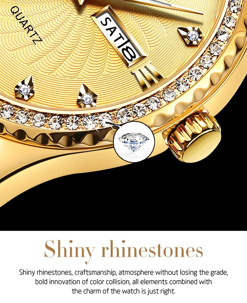 OLEVS Luxe: Men's Golden Dial Quartz Business Watch