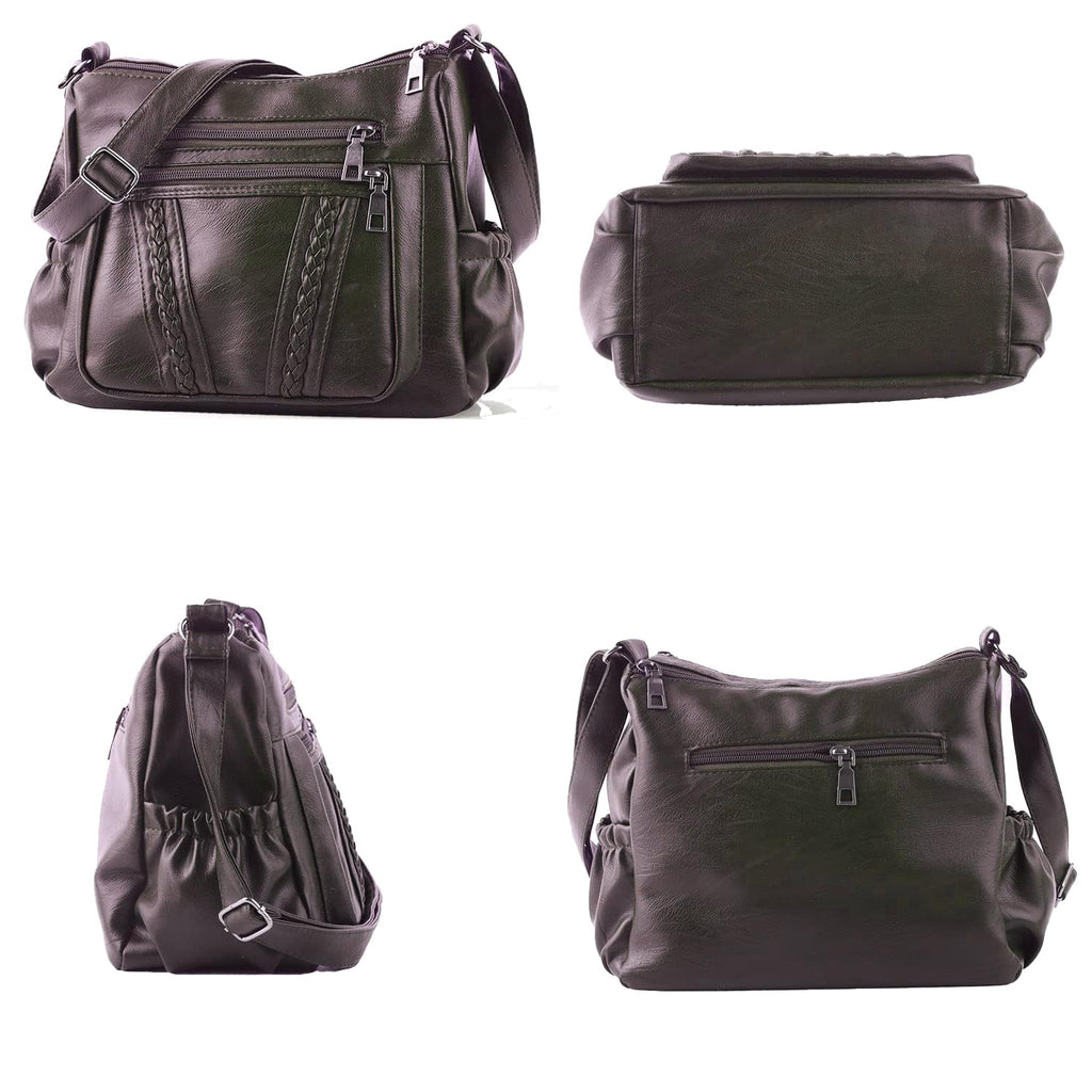 ELDA Chic Crossbody: Soft PU Leather Multi-Pocket Bag - Handbags by Handbags Specialist Headquarter | Available at Handbags Specialist Headquarter