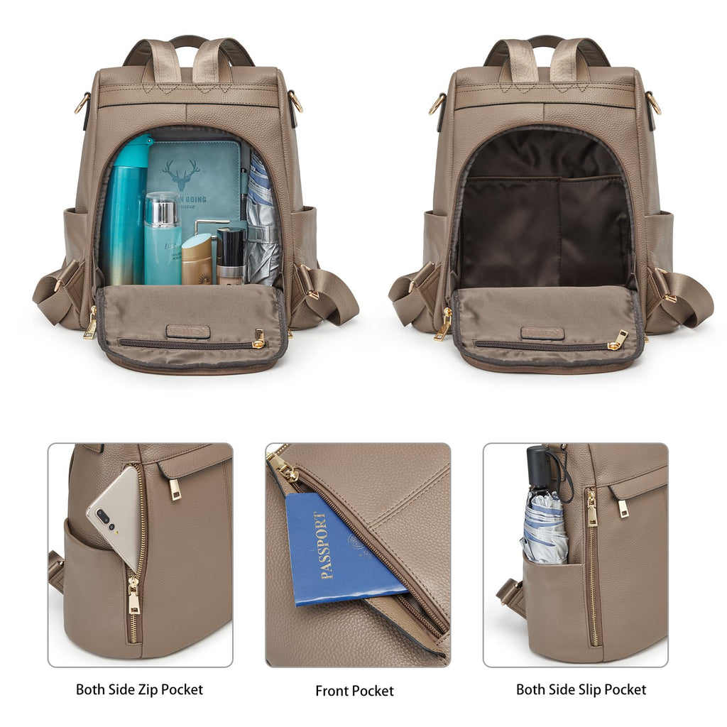 Kattee Women's Luxe Anti-Theft Leather Backpack Bag - Backpack Bags by Handbags Specialist Headquarter | Available at Handbags Specialist Headquarter