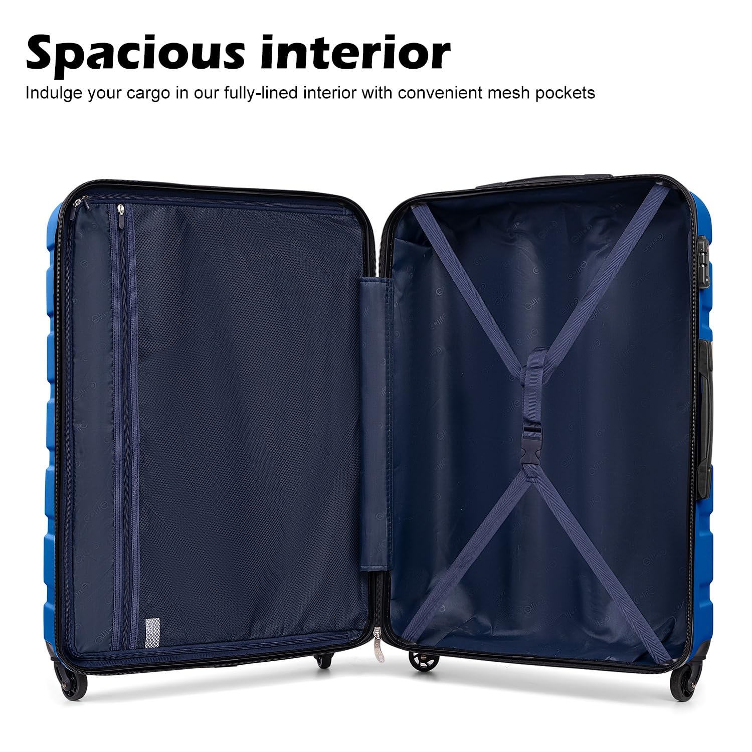 Coolife 3-Piece Hardshell Luggage Set - Navy