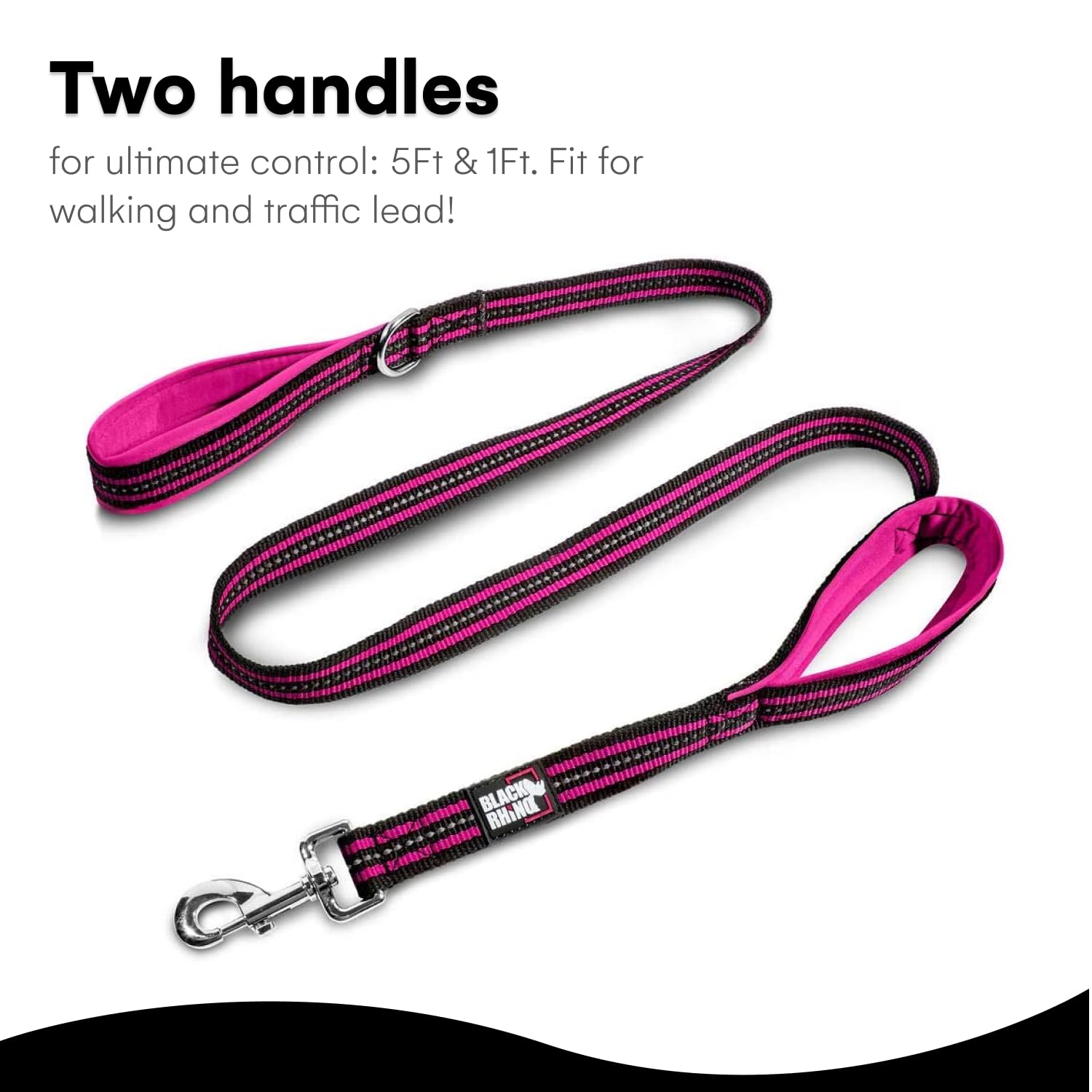 RhinoGrip Aqua: Double Handle Reflective Dog Leash -  by Handbags Specialist Headquarter | Available at Handbags Specialist Headquarter