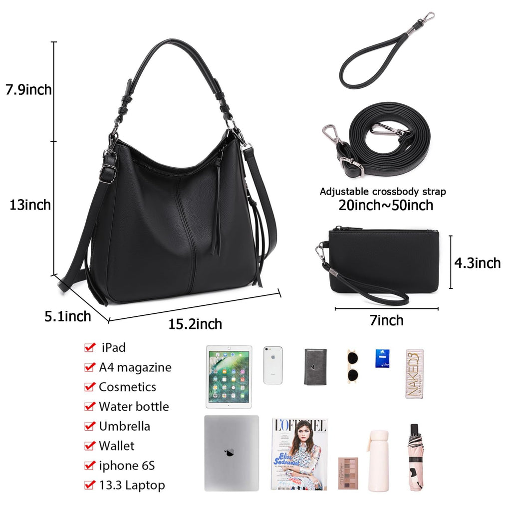 Lapsting Boho Faux Leather Hobo Shoulder Bag