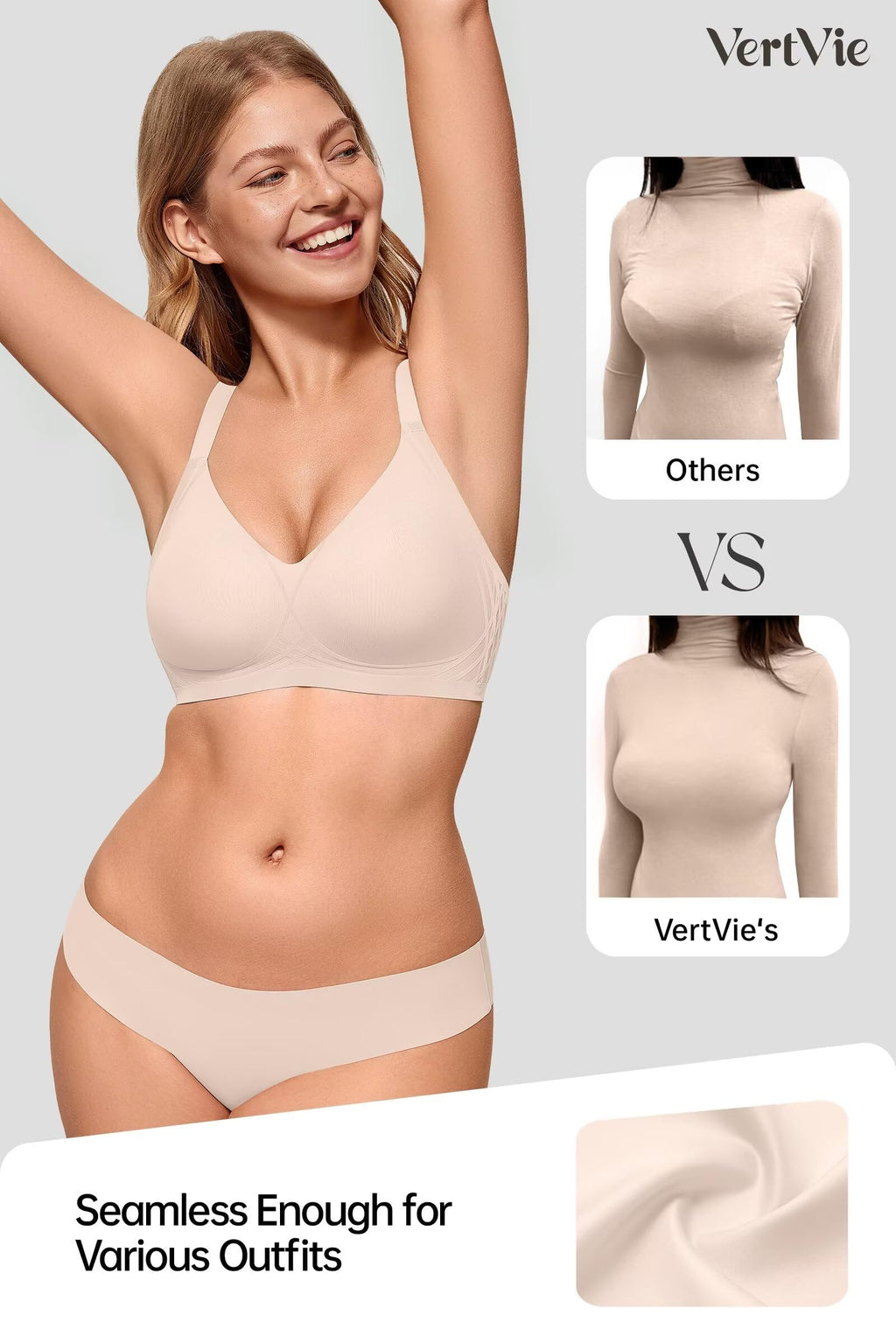 Vertvie Seamless Wireless Push-Up Bralette