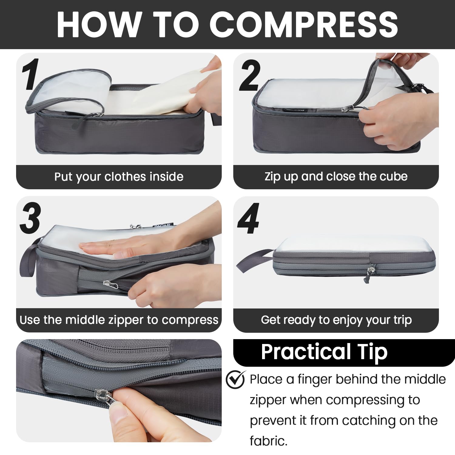 BAGAIL Travel Compression Cubes Set for Packing Ease -  by Handbags Specialist Headquarter | Available at Handbags Specialist Headquarter