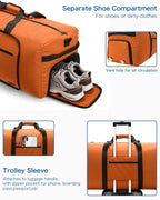 120L Foldable Waterproof Travel Duffel Bag with Shoe Compartment
