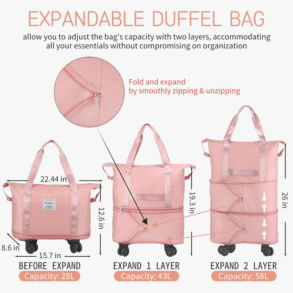 VoyagePro Expandable Wheeled Duffle Bag -  by Handbags Specialist Headquarter | Available at Handbags Specialist Headquarter