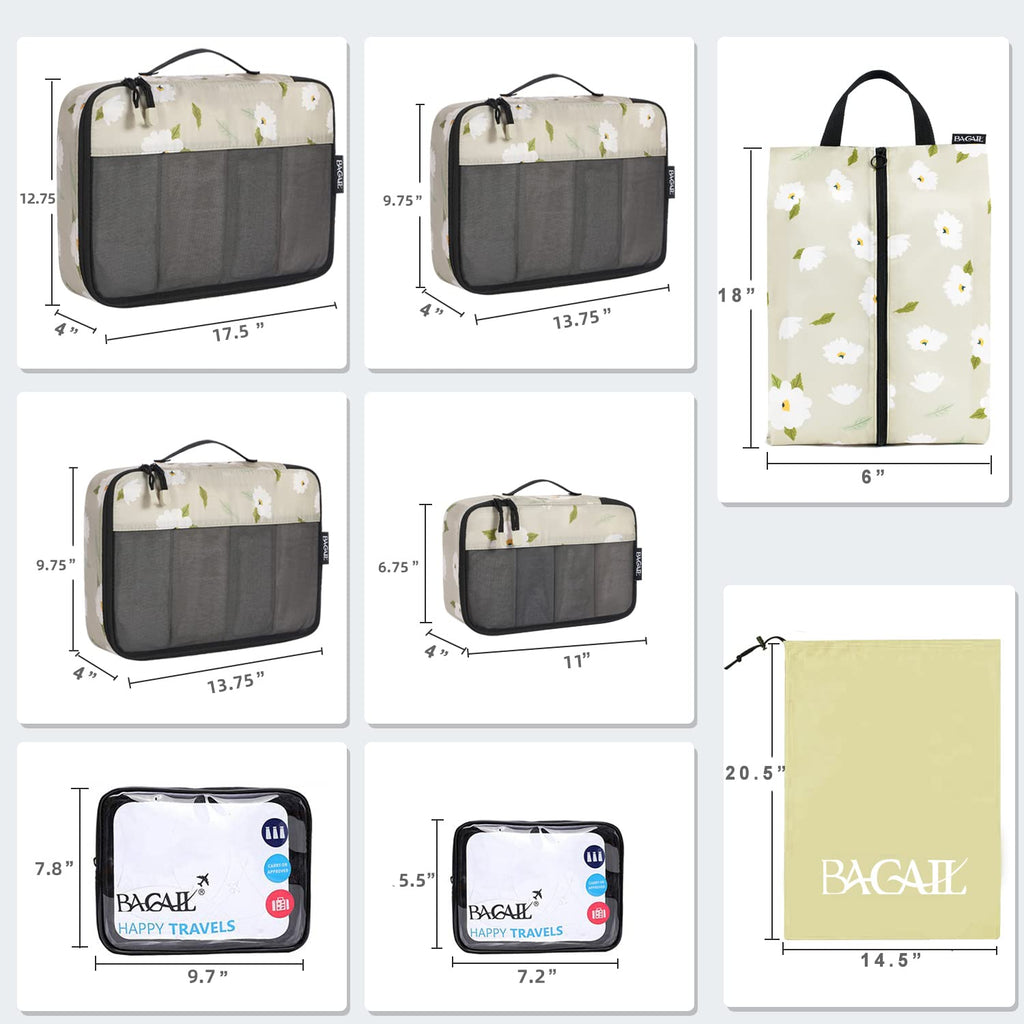 BAGAIL Travel Cubes: 8/9 Set Packing Organizers -  by Handbags Specialist Headquarter | Available at Handbags Specialist Headquarter